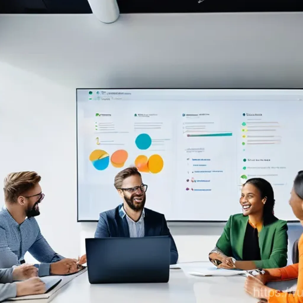 생산적인 대화를 위한 리더십 기술 - **Prompt 1: Hybrid Team Collaboration in a Modern Workspace**
A diverse team of professionals, a...
